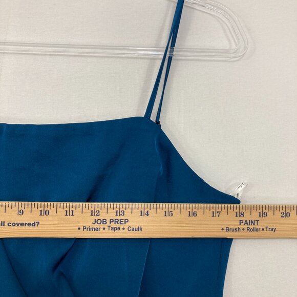 New Lulus Large Destiny Awaits Navy Blue Satin Faux-Wrap Maxi Dress Bridemaid - Picture 9 of 13